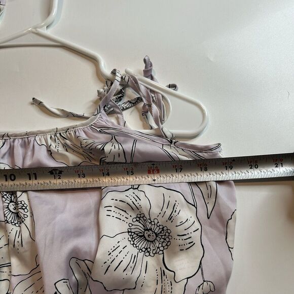Victoria's Secret Womens Small One Piece Jumpsuit Purple Floral Satin Tie Straps - Picture 9 of 10